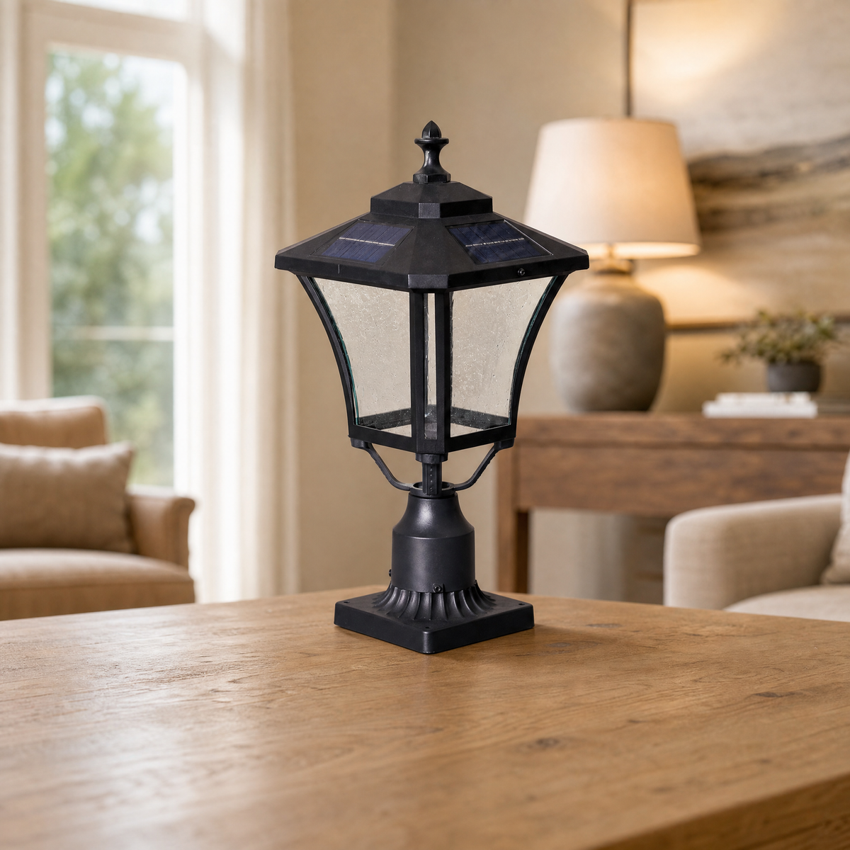 Traditional Matte Black Cast Aluminum Outdoor Post Lantern
