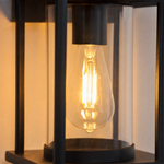 Traditional Matte Black Steel Outdoor Wall Lantern with Clear Glass