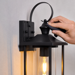 Traditional Matte Black Steel Outdoor Wall Lantern with Clear Glass