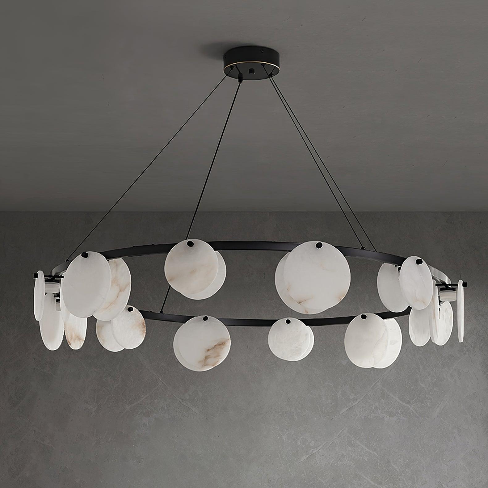 Elegant Trinidad Alabaster 8-12 Head Brass & White Chandelier