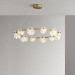 Elegant Trinidad Alabaster 8-12 Head Brass & White Chandelier