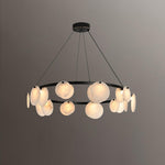 Elegant Trinidad Alabaster 8-12 Head Brass & White Chandelier