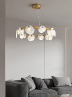 Elegant Trinidad Alabaster 8-12 Head Brass & White Chandelier