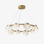 Elegant Trinidad Alabaster 8-12 Head Brass & White Chandelier