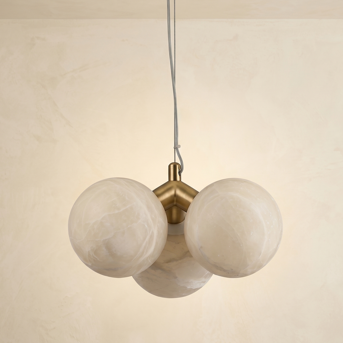 Triple Orb Cluster Alabaster Pendant Light