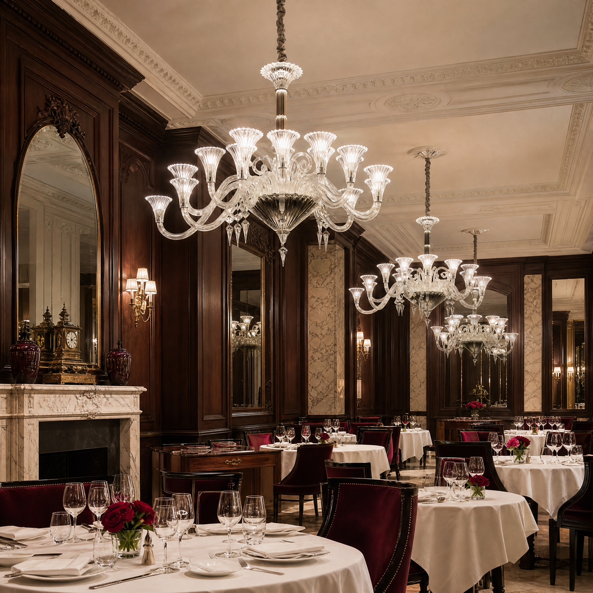 Trumpet Fluted Glass Curved Arms Chandelier