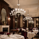 Trumpet Fluted Glass Curved Arms Chandelier