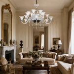 Trumpet Fluted Glass Curved Arms Chandelier