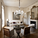 Trumpet Fluted Glass Curved Arms Chandelier