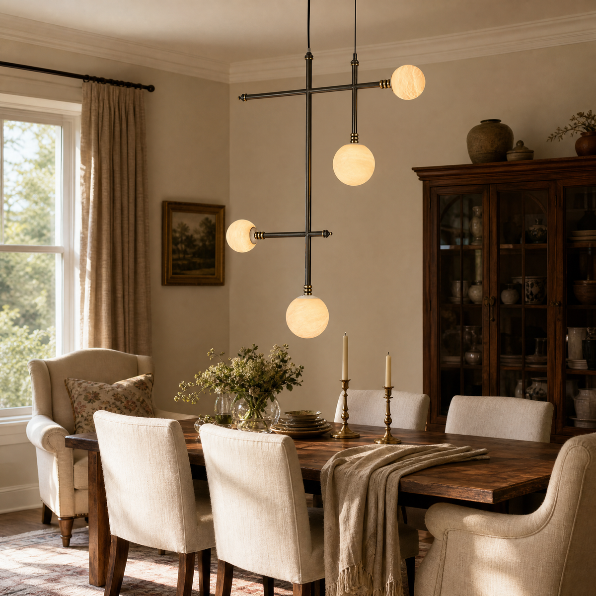 Truss & Cluster Mix Alabaster Pendant Light