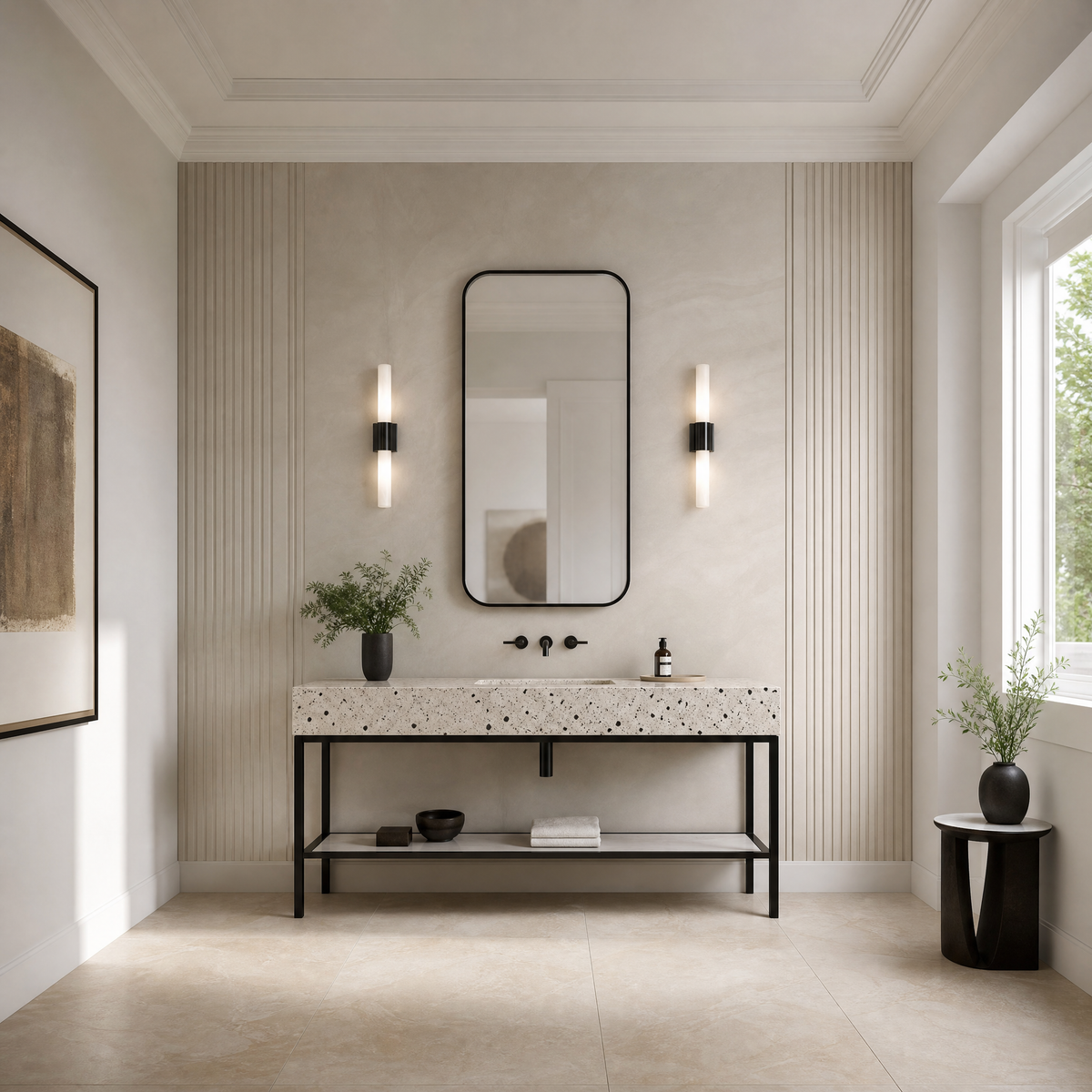 Twin Tube Black Wall Sconce