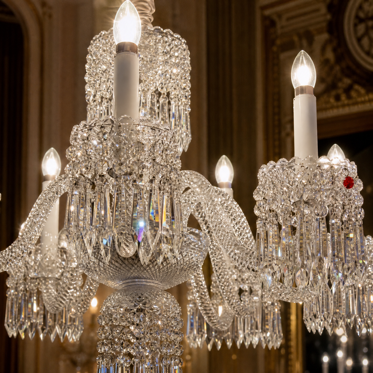 Two-Tier Candle Faceted Crystal Chandelier