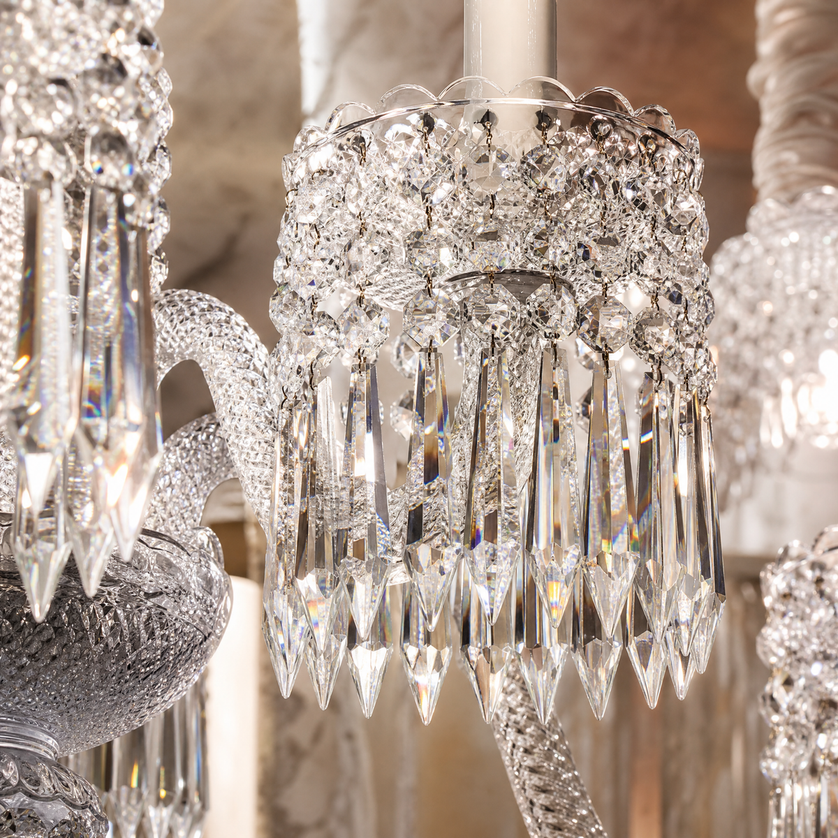 Two-Tier Candle Faceted Crystal Chandelier