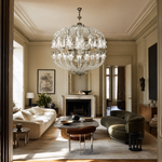 Two-Tiered Fluted Glass Prism Drop Chandelier