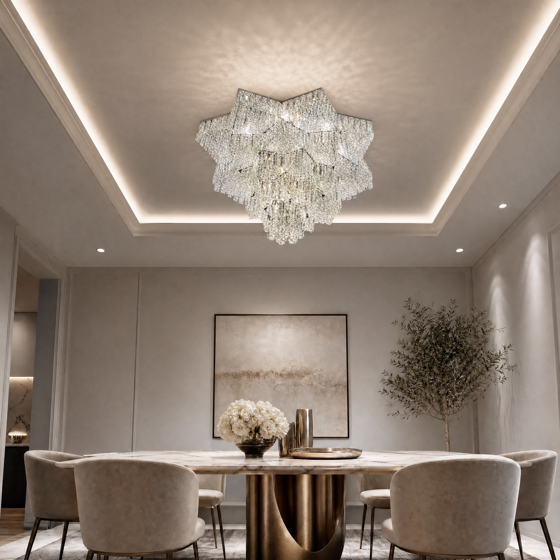 Universo Crystal Flush Pendant Light