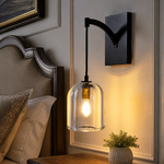 Upper and Lower Glass Tube Double-Layer Round Pendant - 30-Light - Black