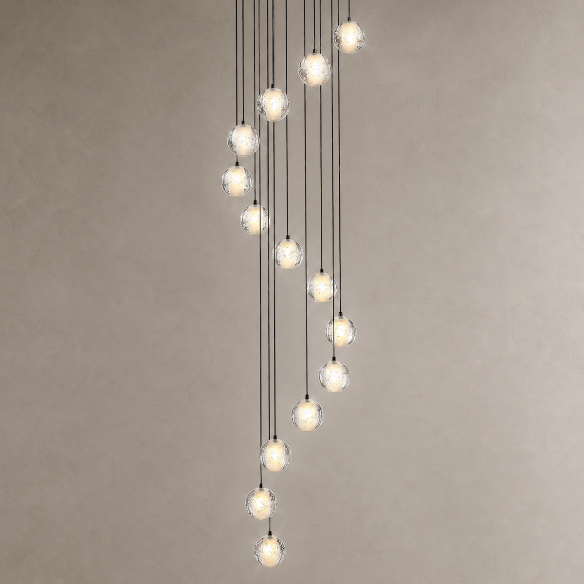 Upper and Lower Glass Tube Round Pendant - 16-Light - Copper Color (Drainage Model)