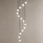 Upper and Lower Glass Tube Round Pendant - 16-Light - Copper Color (Drainage Model)