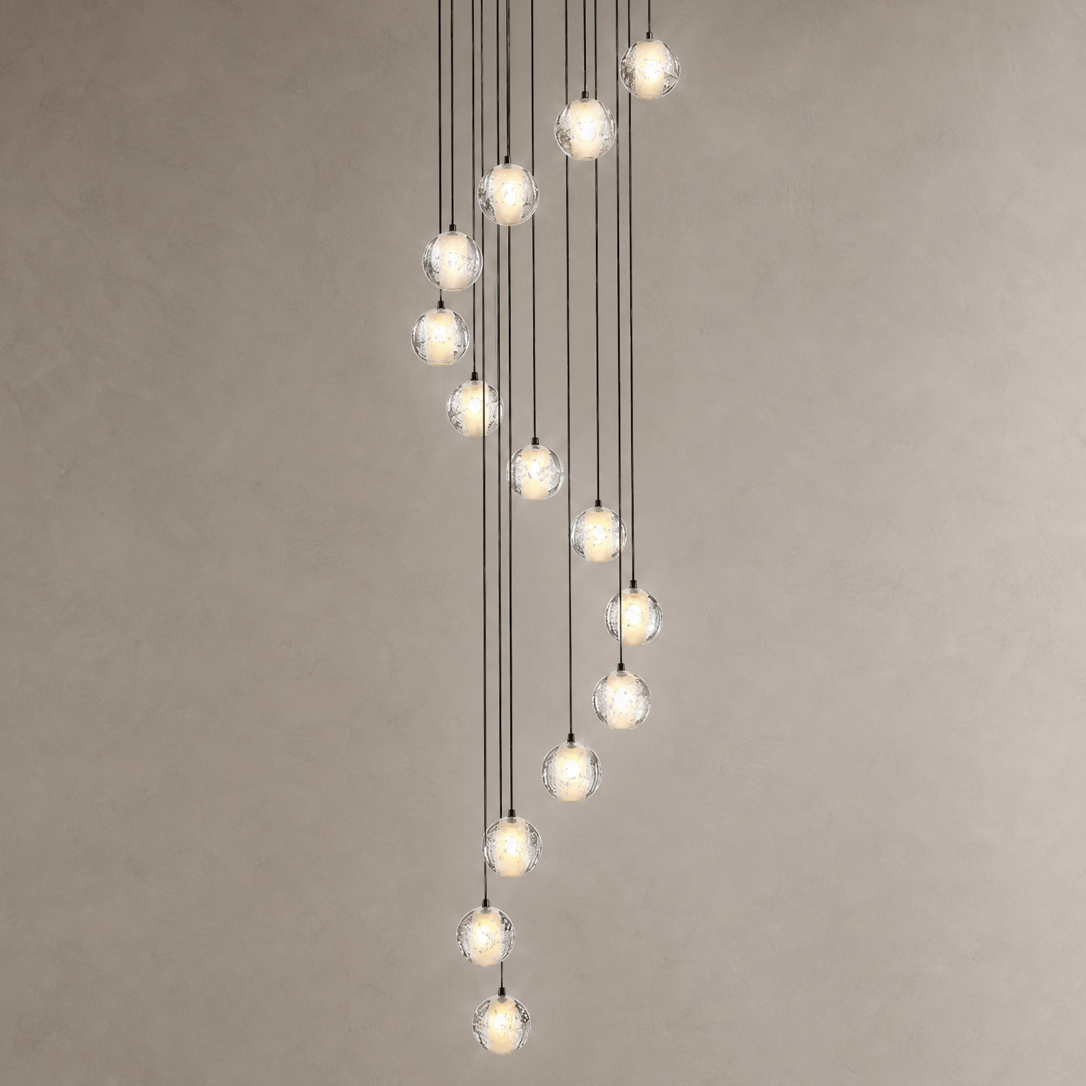 Upper and Lower Glass Tube Round Pendant - 16-Light - Copper Color (Drainage Model)