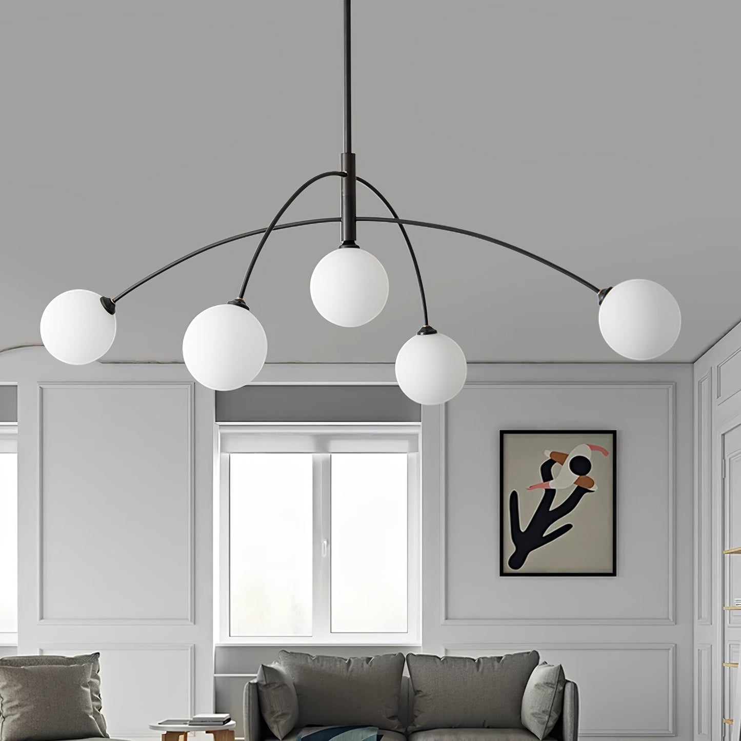 Elegant Valentina Arc Chandelier with Gold & Black Finish