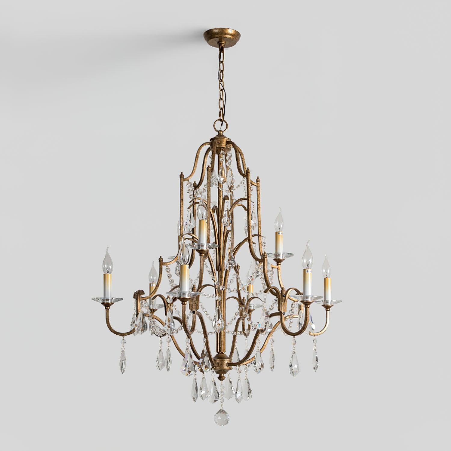 Gold Valentina Crystal Chandelier with Adjustable Heads – Luxury Ceiling Light