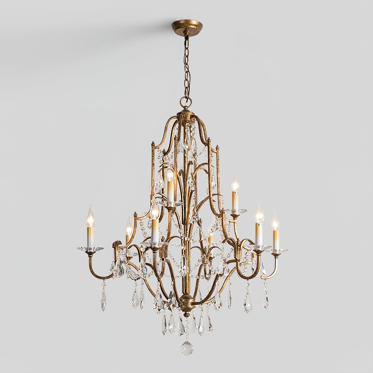 Gold Valentina Crystal Chandelier with Adjustable Heads – Luxury Ceiling Light