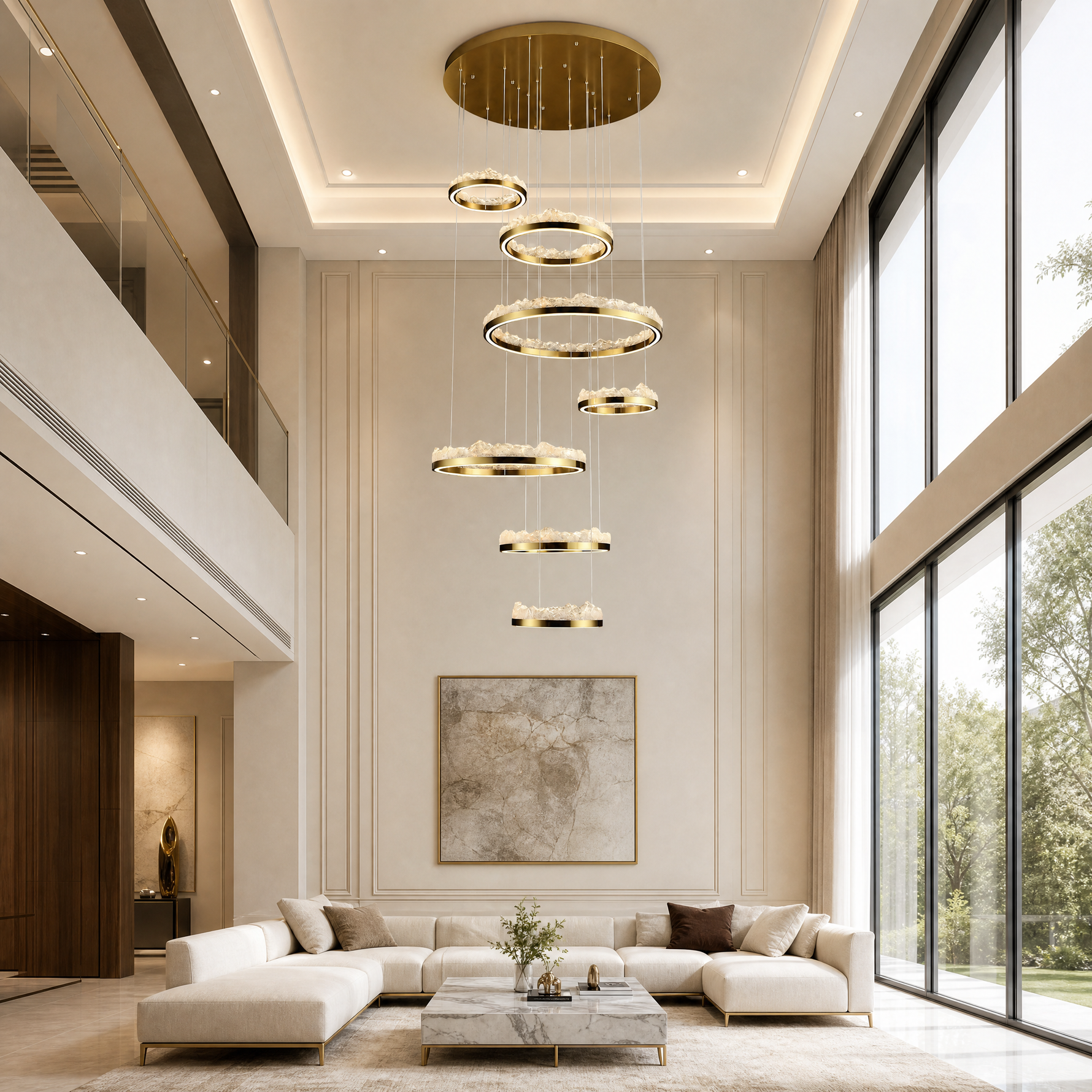 Vast Realm Modern Sculptural Ring Chandelier