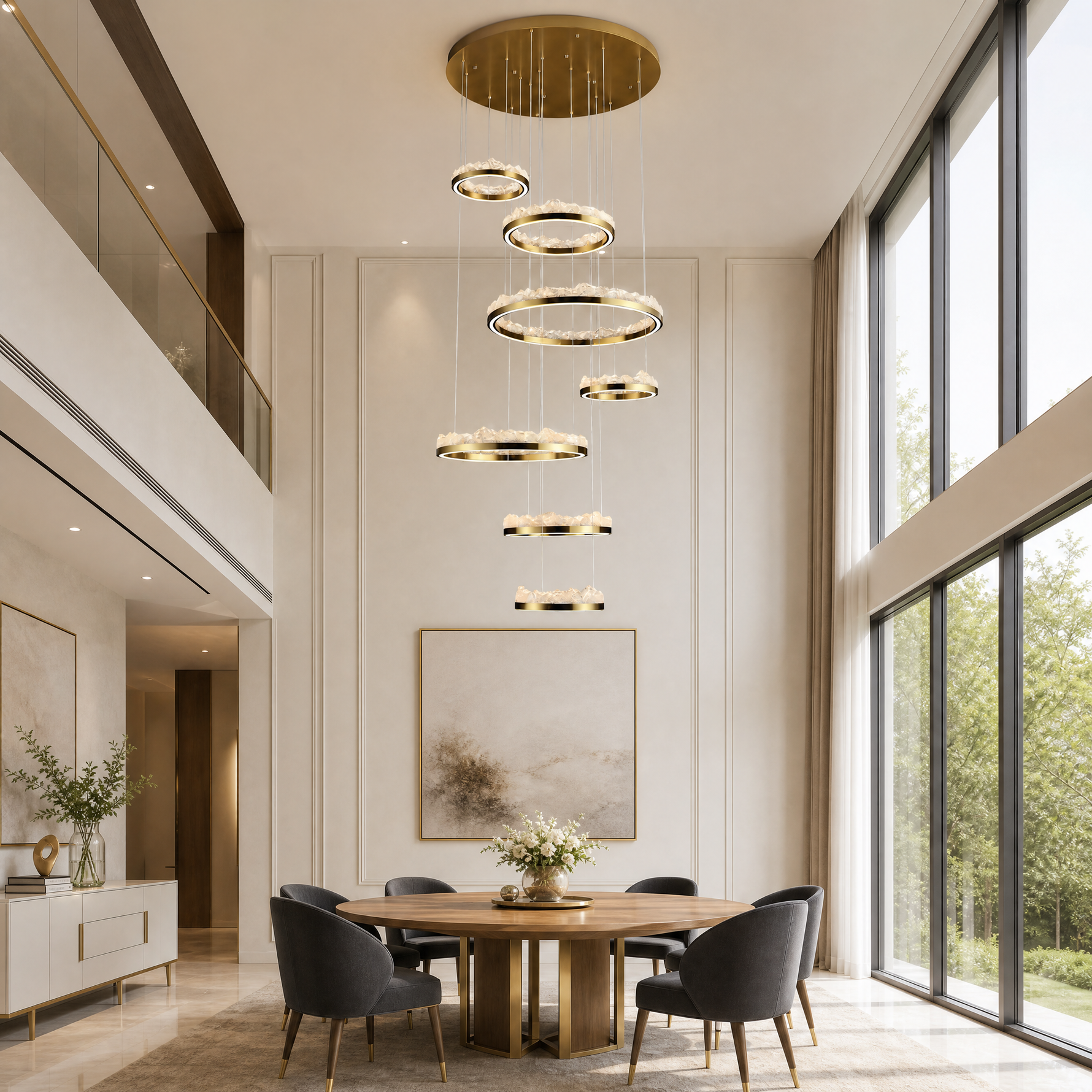 Vast Realm Modern Sculptural Ring Chandelier