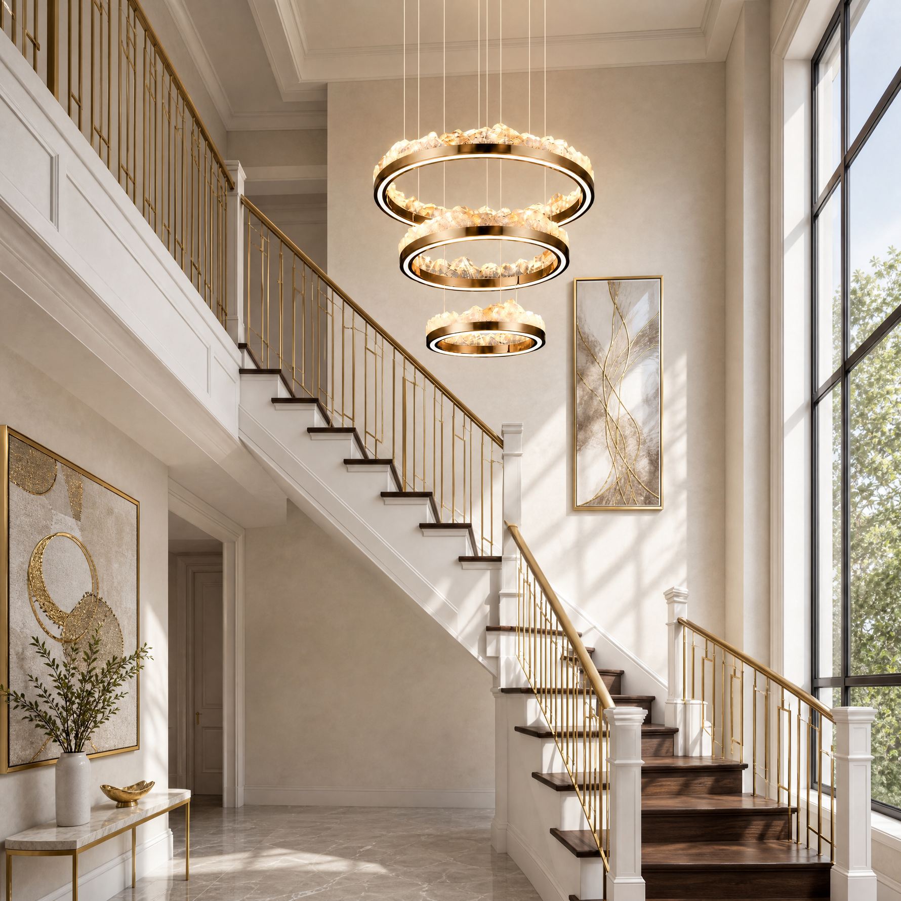 Vast Realm Modern Sculptural Ring Chandelier