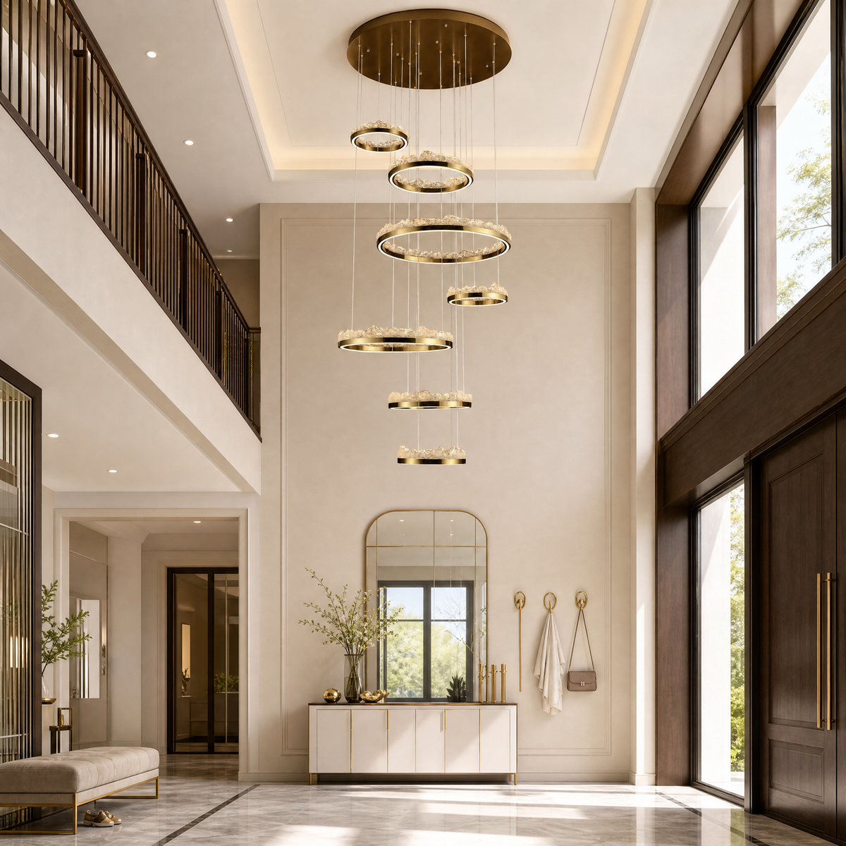 Vast Realm Modern Sculptural Ring Chandelier