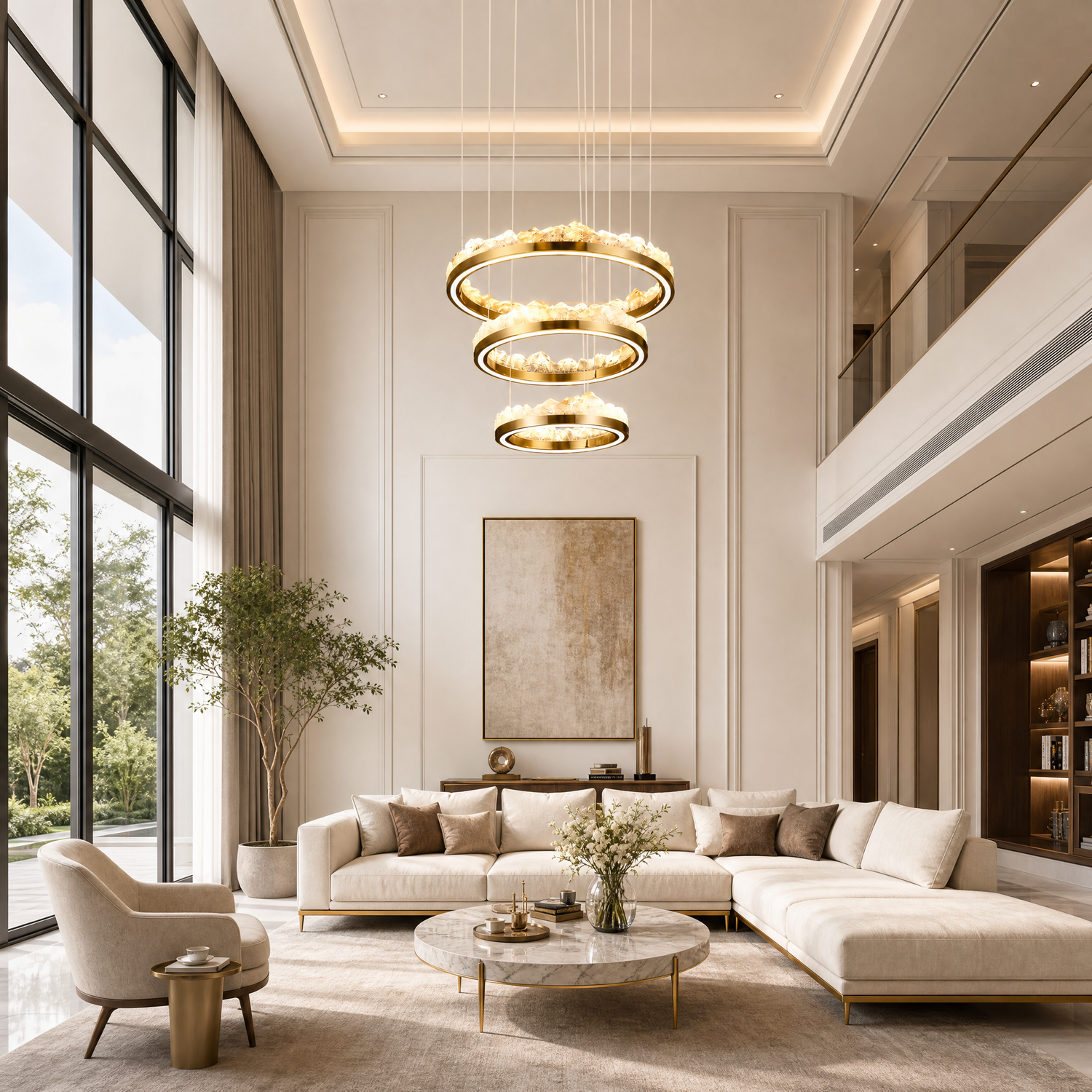 Vast Realm Modern Sculptural Ring Chandelier