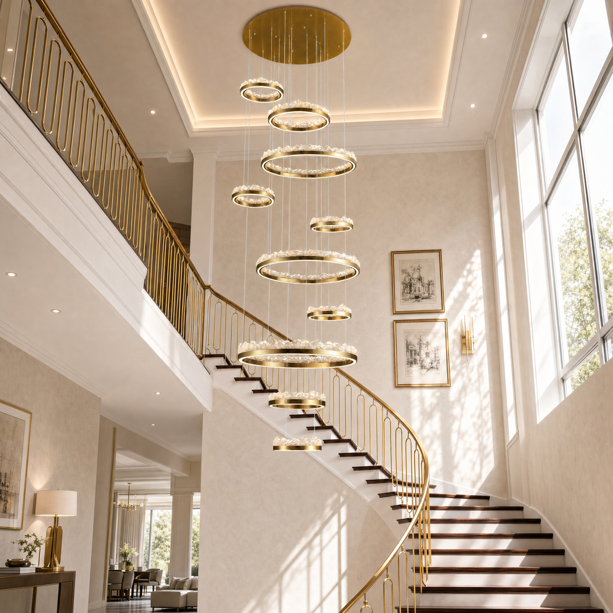 Vast Realm Modern Sculptural Ring Chandelier