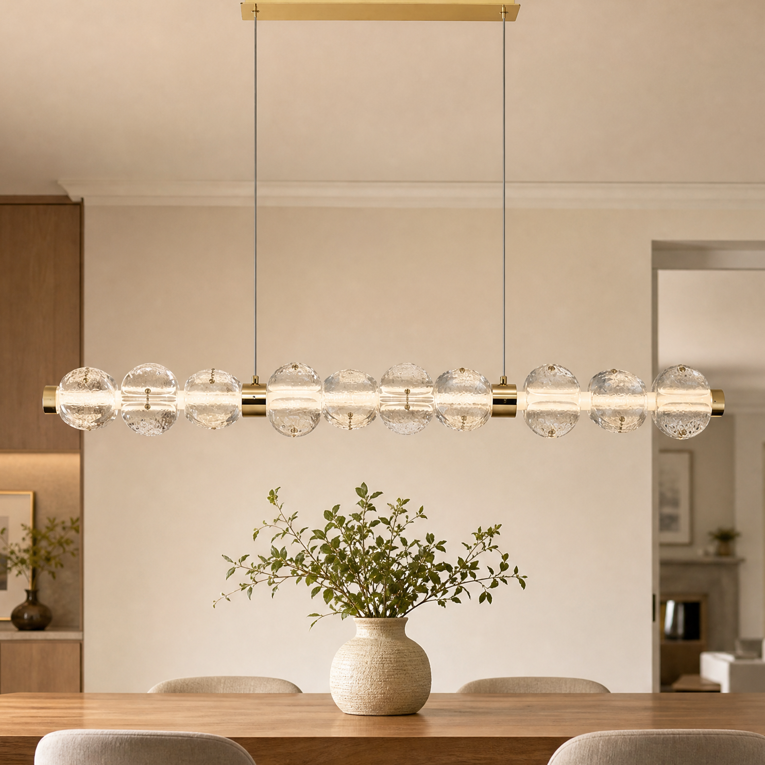 Vela Hand-Blown Glass Linear Chandelier
