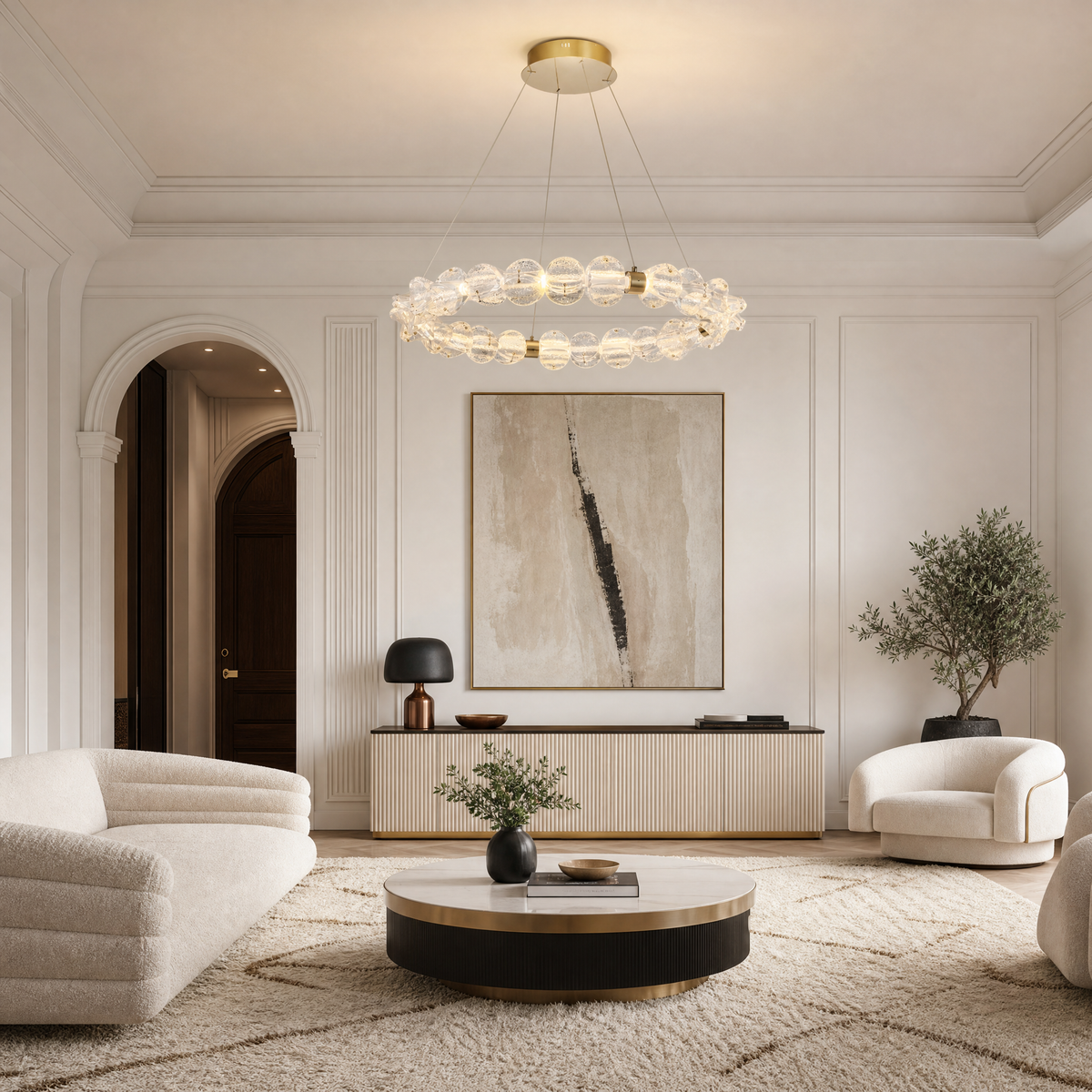 Vela Hand-Blown Glass Ring Chandelier