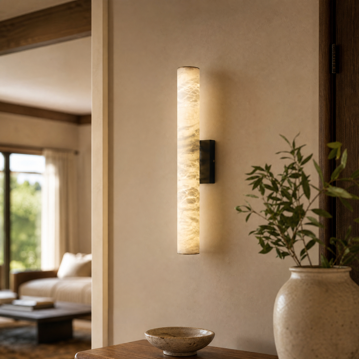 Verity Alabaster Modern Vertical Sconce