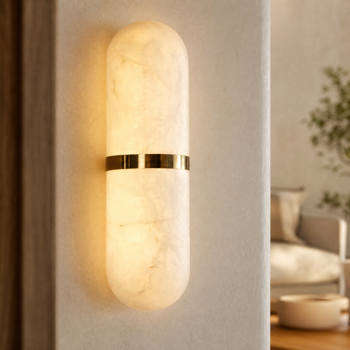 Verity Modern Alabaster Wall Sconce Lighting