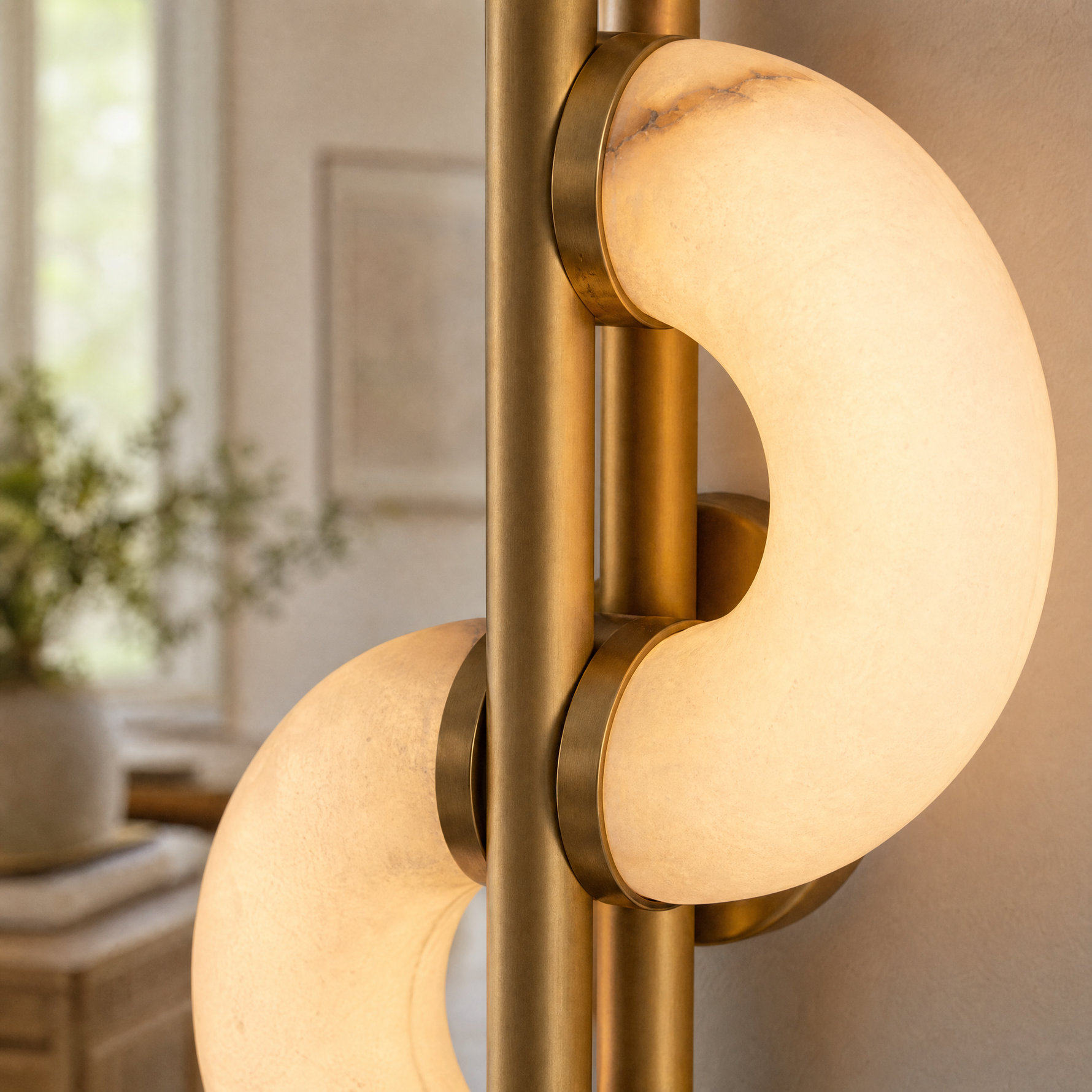 Veya Modern Alabaster Sculptural Wall Sconce