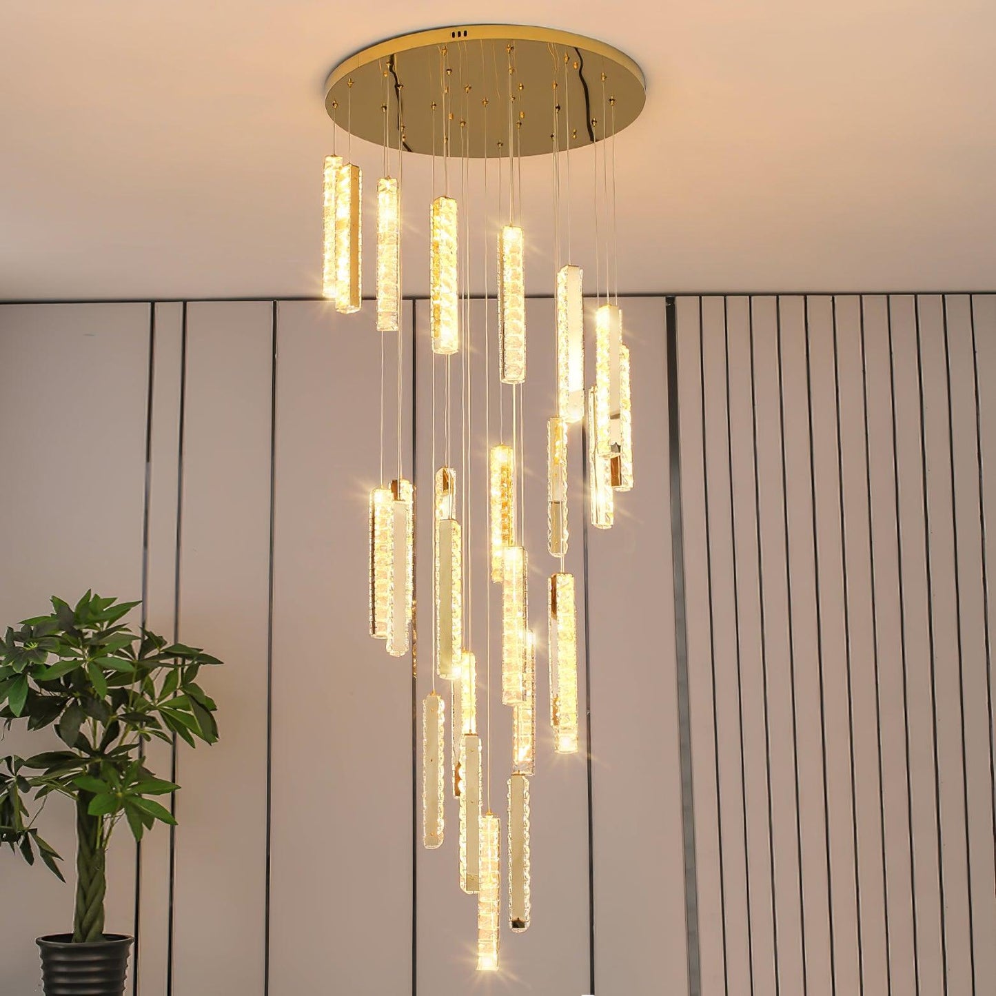 Villa Forci Crystal Chandelier with Gold & Clear Crystals, 12-24 Heads