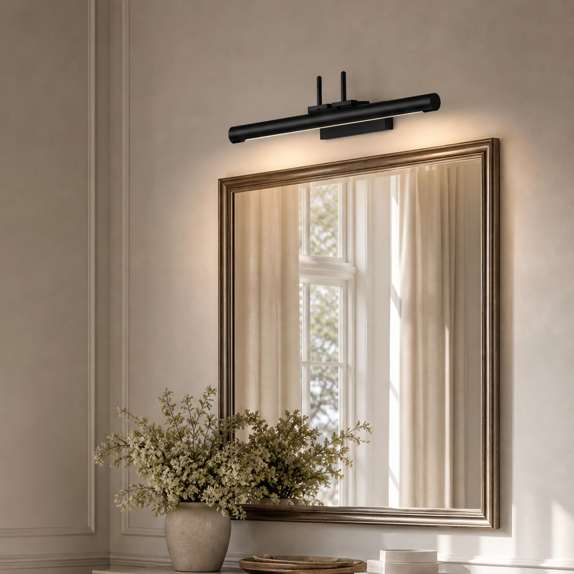 Vintage Cylinder Vanity Light 24 Inch Single - Black