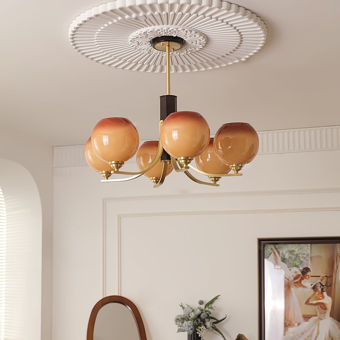 Vintage Caramel Globe Chandelier - YIOSI