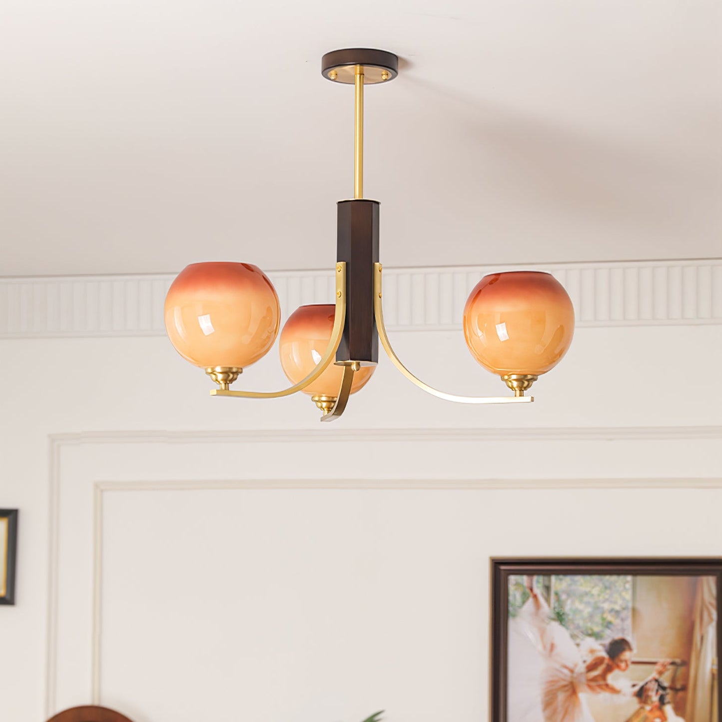 Vintage Caramel Globe Chandelier - YIOSI