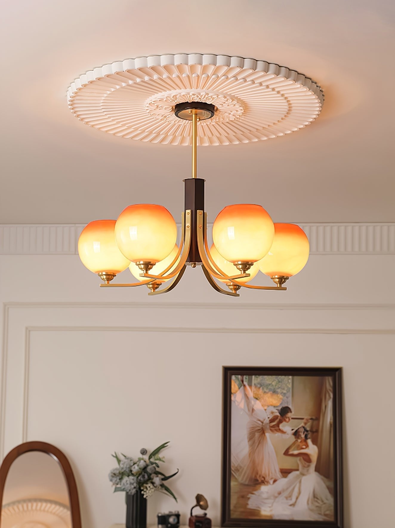 Vintage Caramel Globe Chandelier - YIOSI