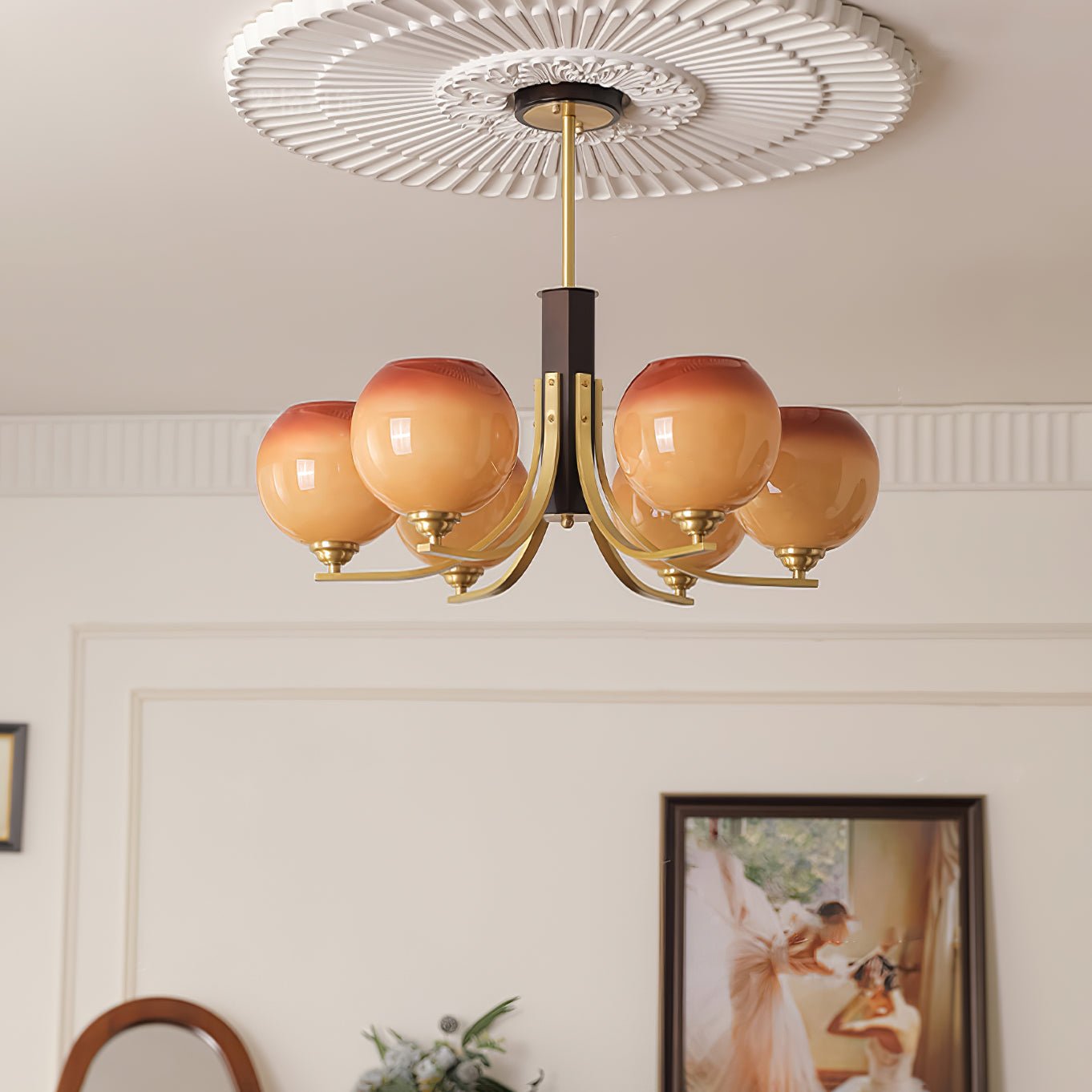 Vintage Caramel Globe Chandelier - YIOSI