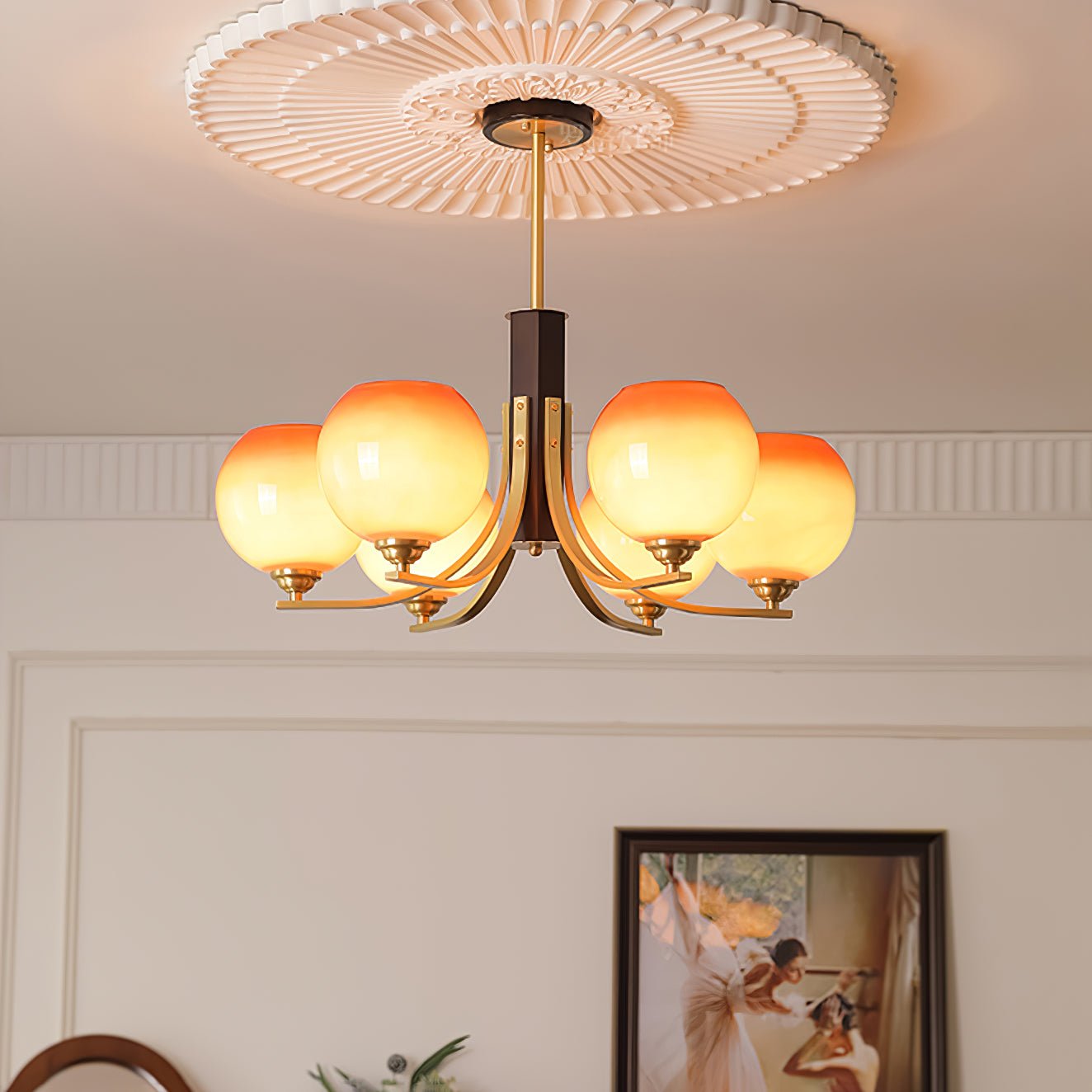 Vintage Caramel Globe Chandelier - YIOSI