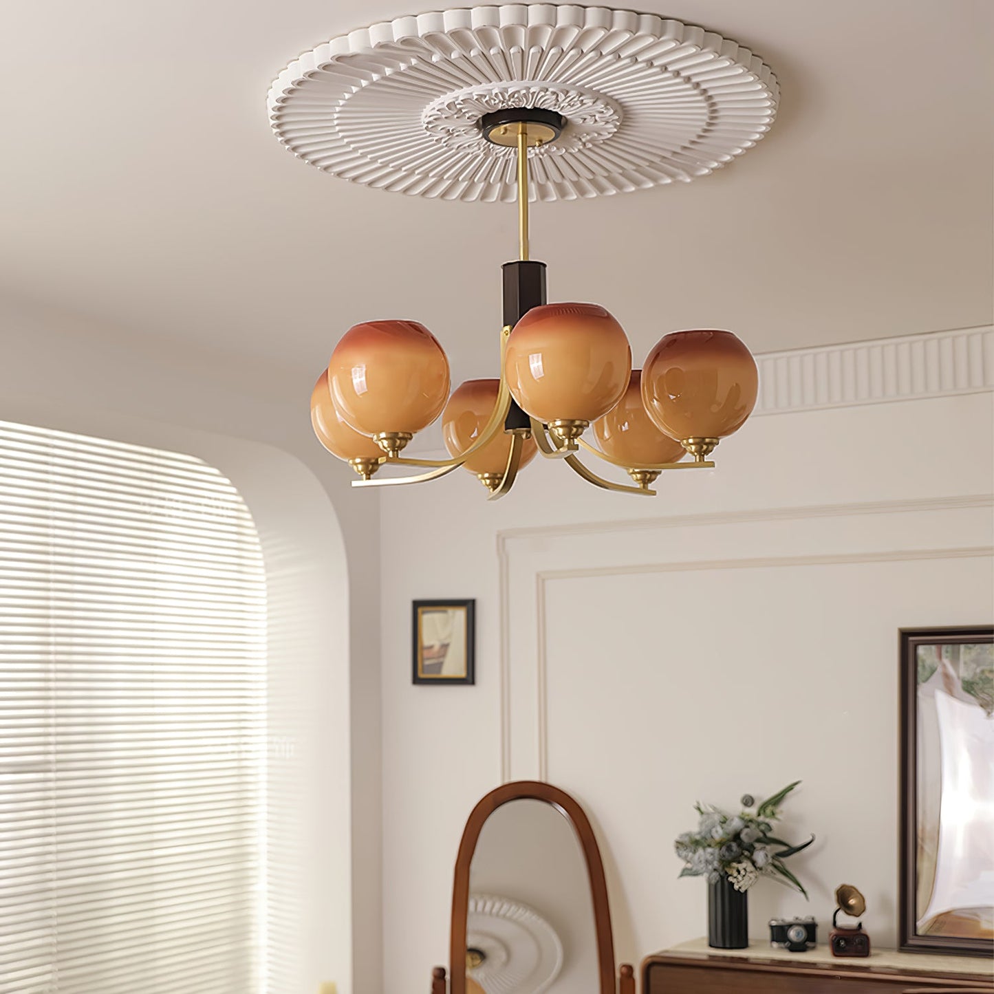 Vintage Caramel Globe Chandelier - YIOSI