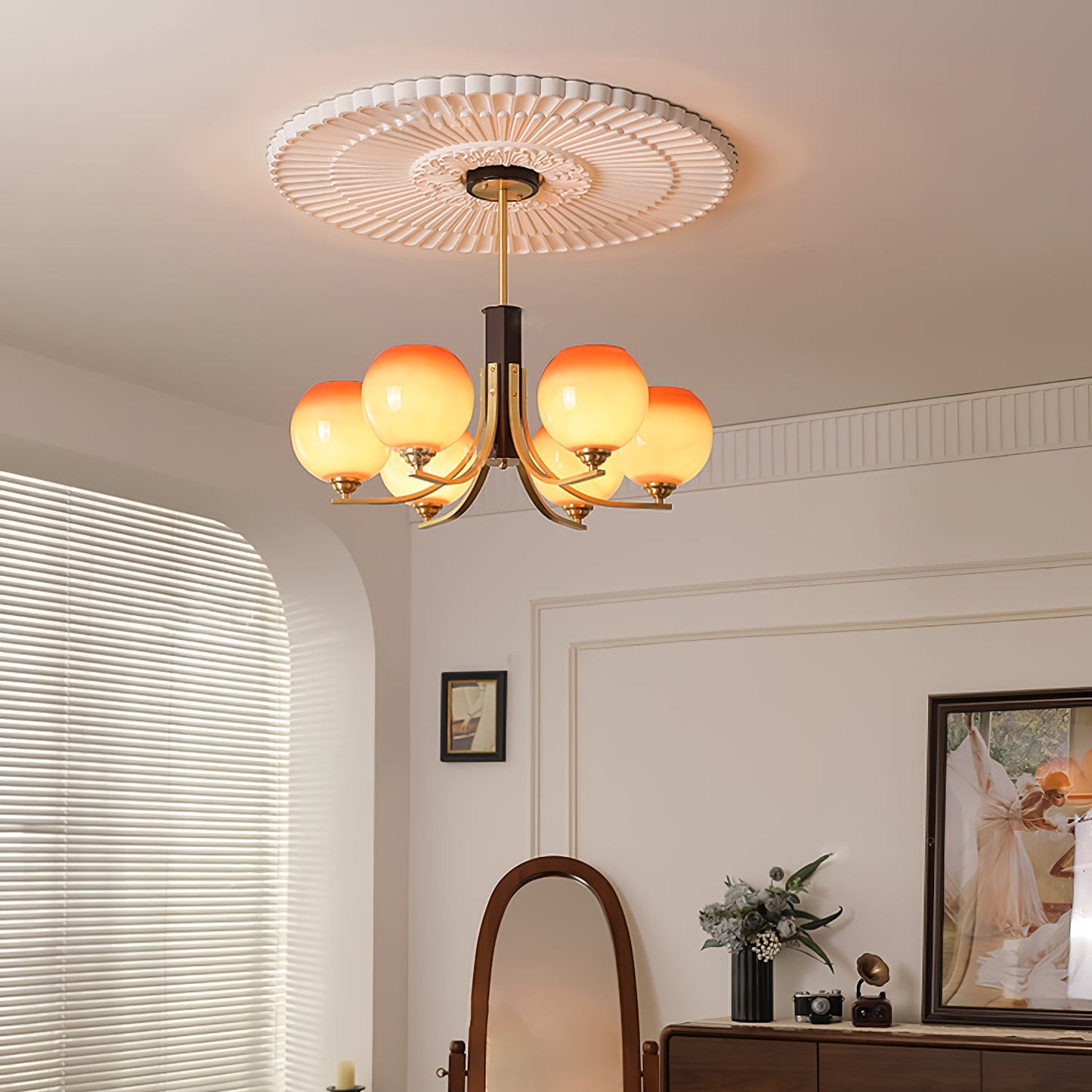 Vintage Caramel Globe Chandelier - YIOSI