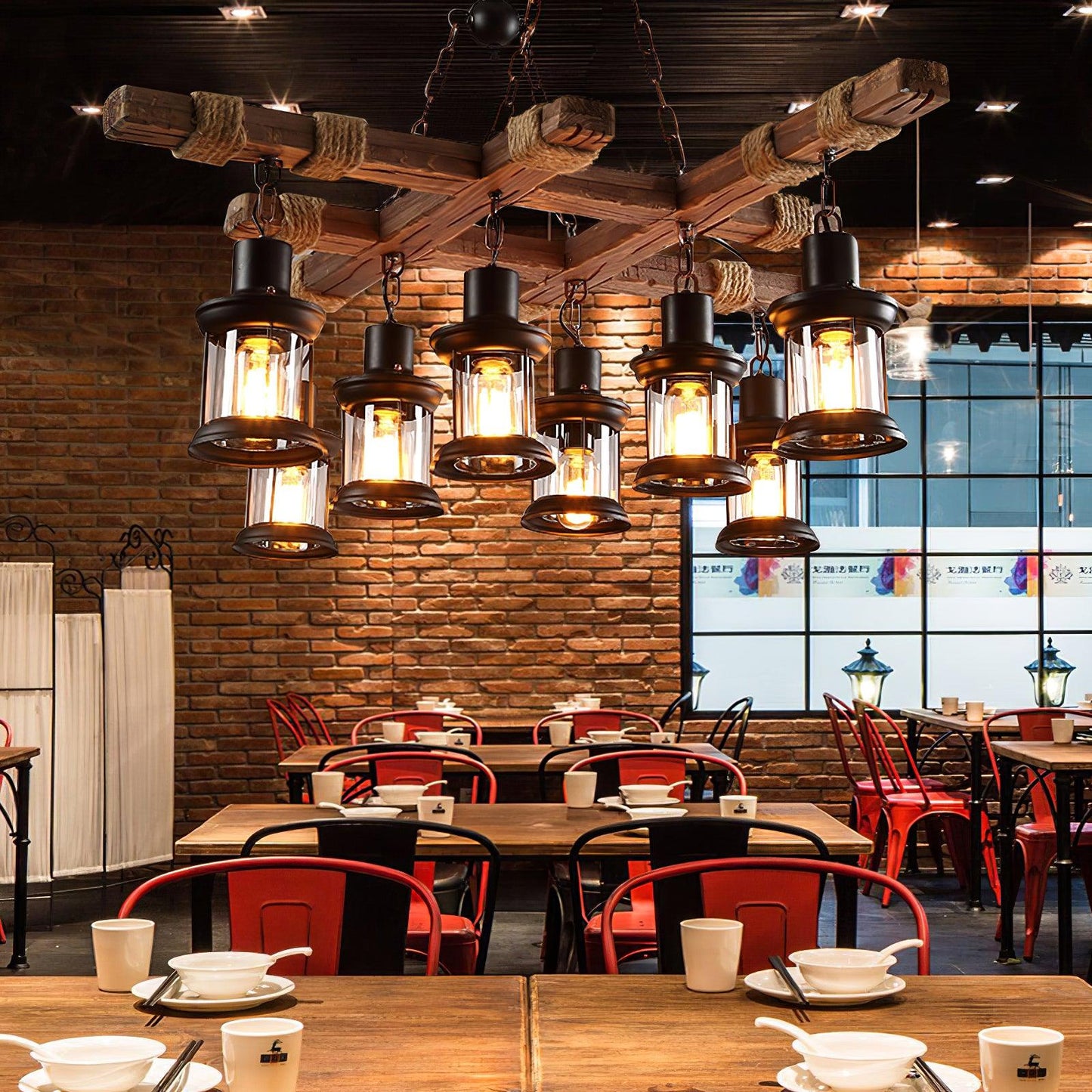 Vintage Wood Glass Chandeliers - YIOSI