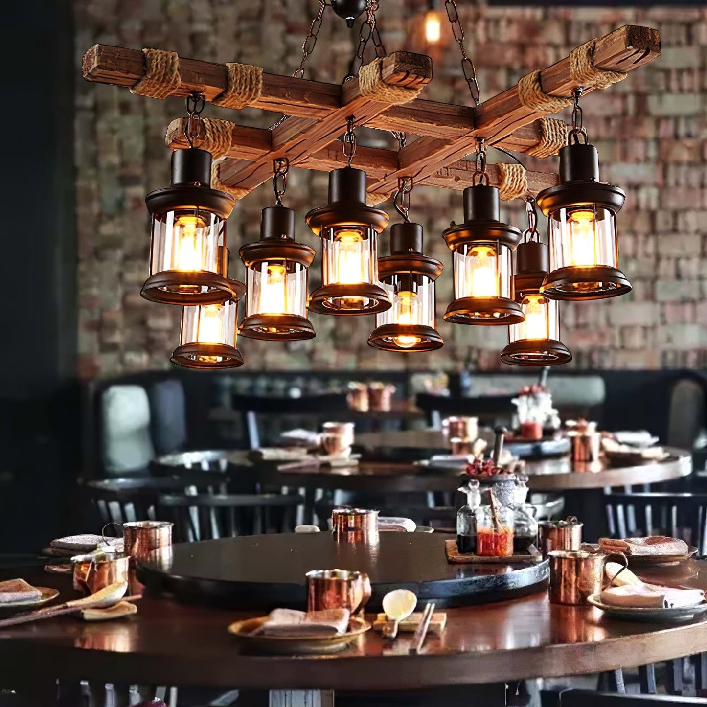 Vintage Wood Glass Chandeliers - YIOSI