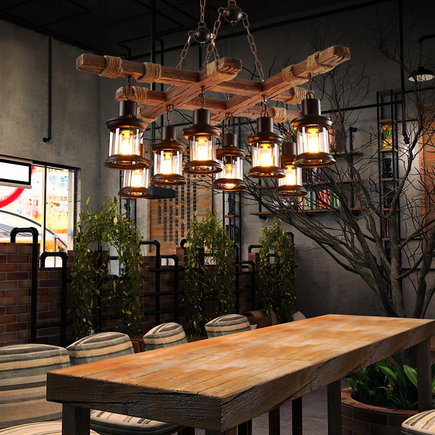 Vintage Wood Glass Chandeliers - YIOSI