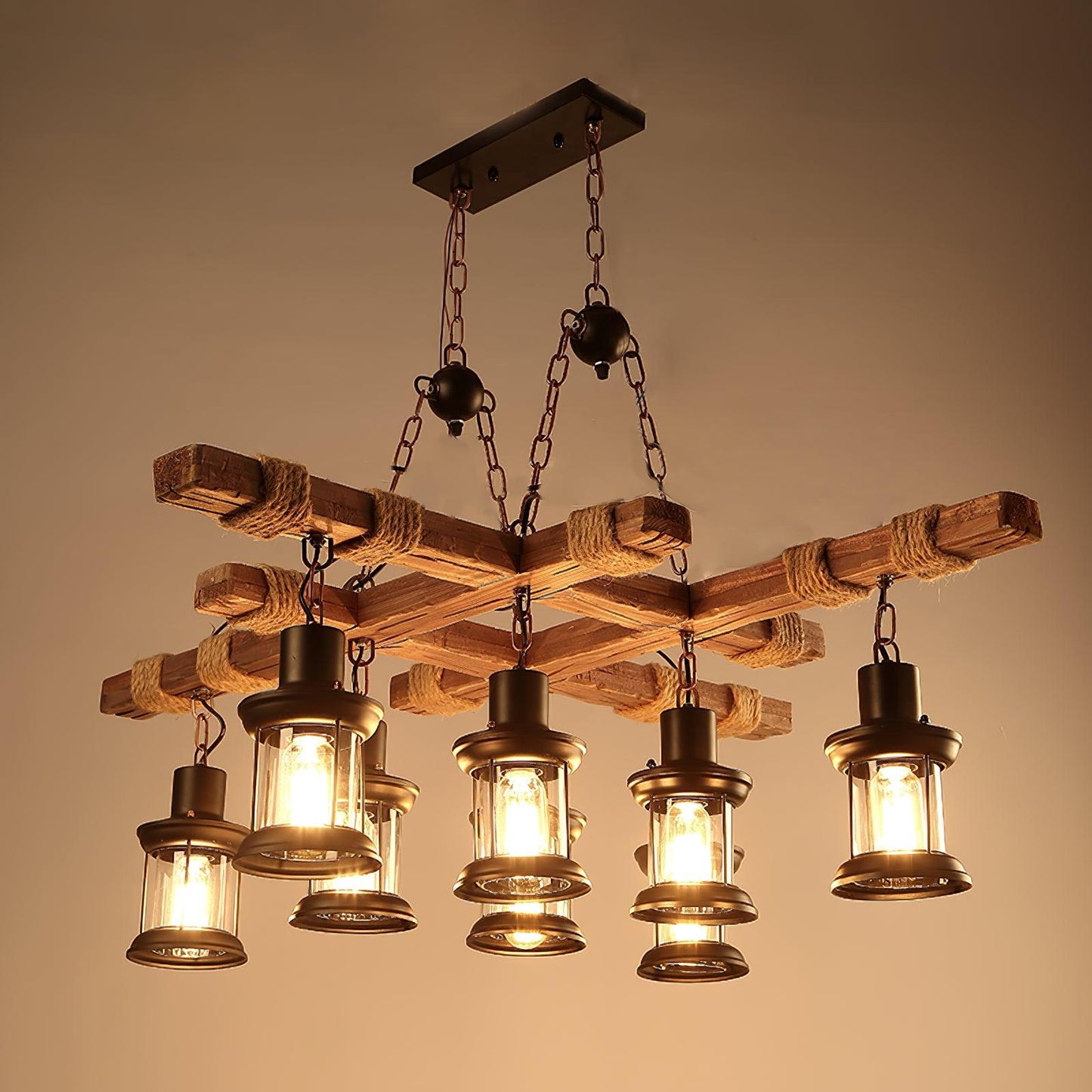 Vintage Wood Glass Chandeliers - YIOSI